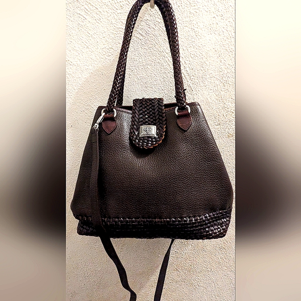 Brighton Brown Woven Leather Bucket Purse